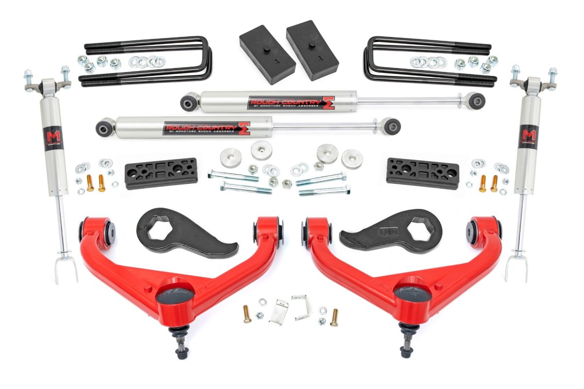 GMC Sierra 2500 HD Suspension Lift Kit - Front + Rear - Rough Country - 3 Inch Lift, UCAs, M1, N3 Nitrogen-charged shocks - '20-'24
